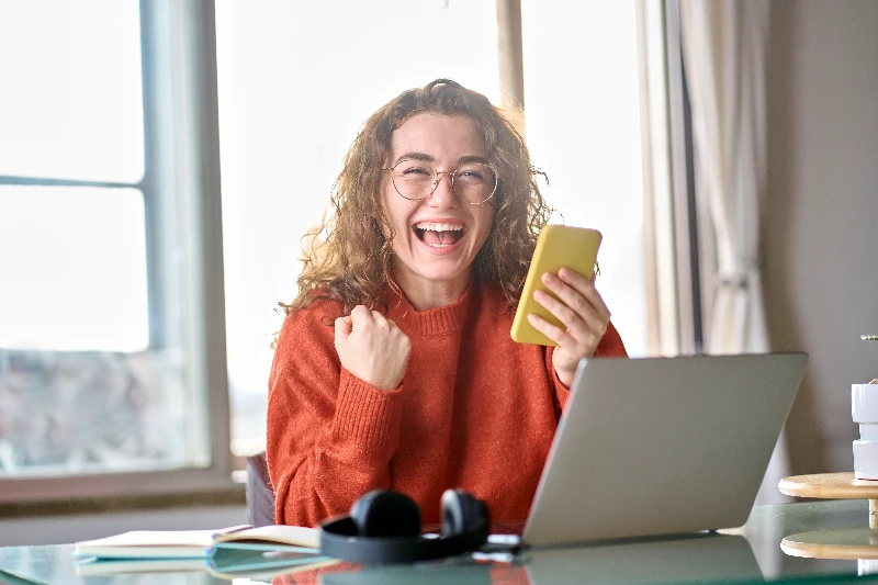 Young happy lucky woman